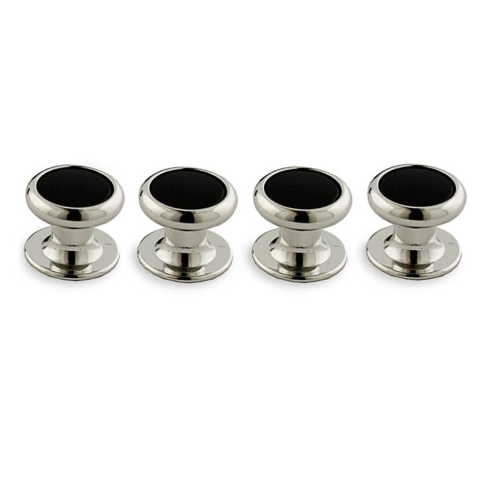 DAVID DONAHUE WHITE BRASS BLACK ONYX 4 SHIRT STUDS NWT